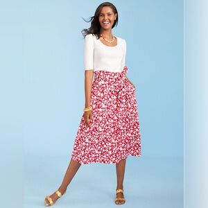 TALBOTS PLEATED FLORAL MIDI SKIRT 14 NWT